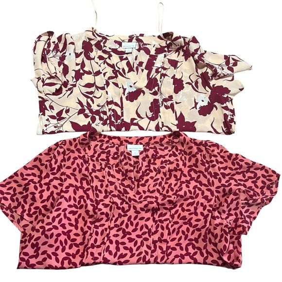 Liz Claiborne Tops - Lot of 2 Liz Claiborne Pink and Cream Floral Blouses Size Large business casual